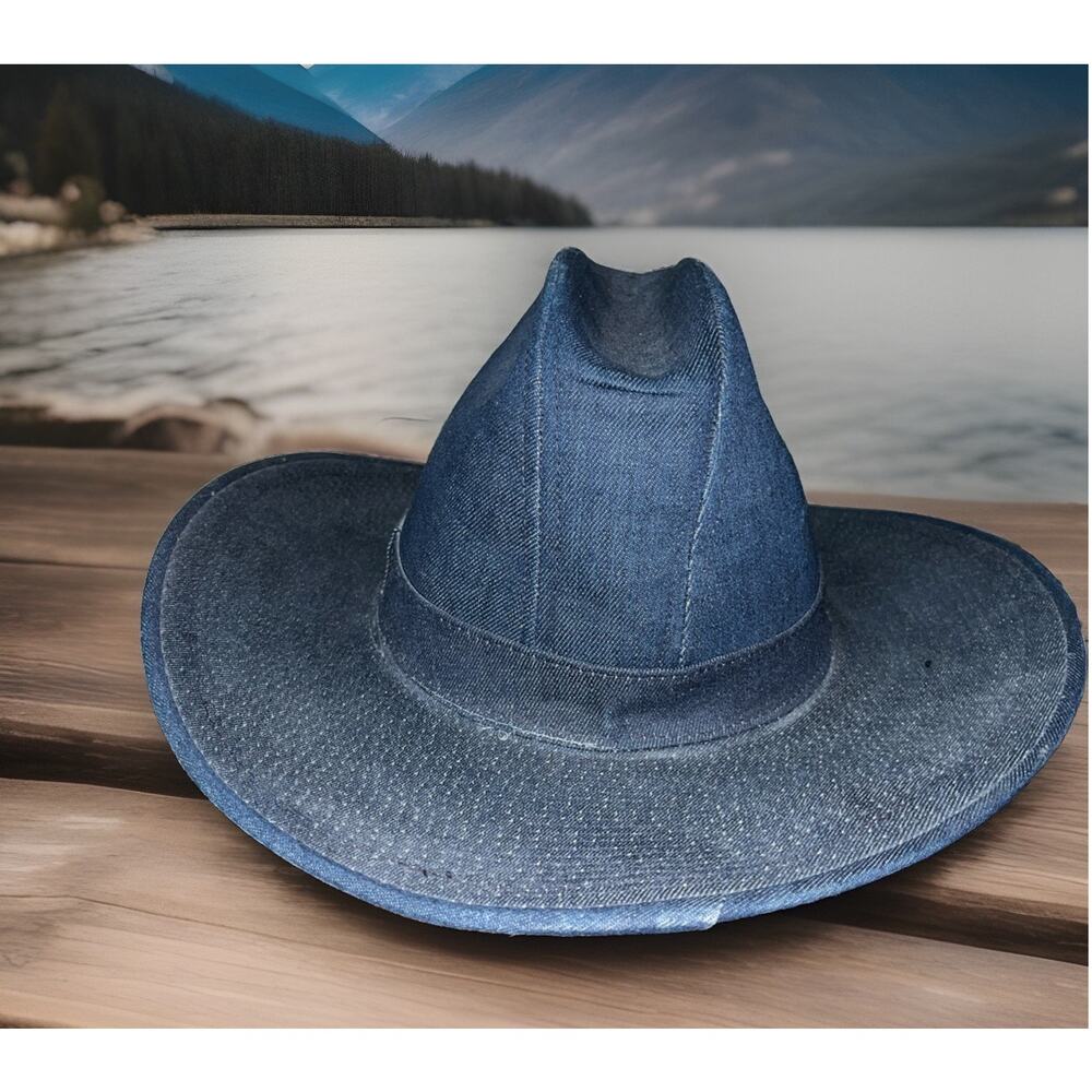 THE RUSTLER Vintage 1970’s Denim Blue Western Cowboy Hat Sz 7 3/8